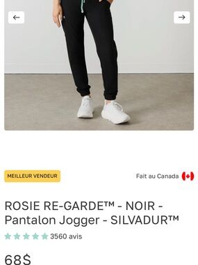 Garde-Malade Scrub Jogger – Black – large Petite